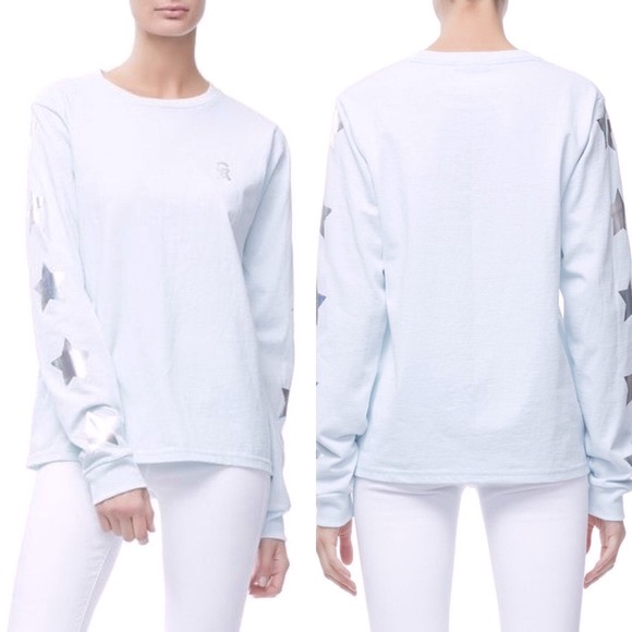 Good American Tops - Good American White Long Sleeve Silver Star TShirt